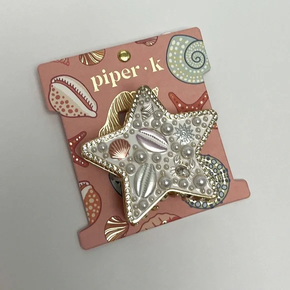 NWT ⚜️🤍⚜️ Piper K Gorgeous Starfish Hair Clip with Seashells and Pearls - Picture 5 of 15